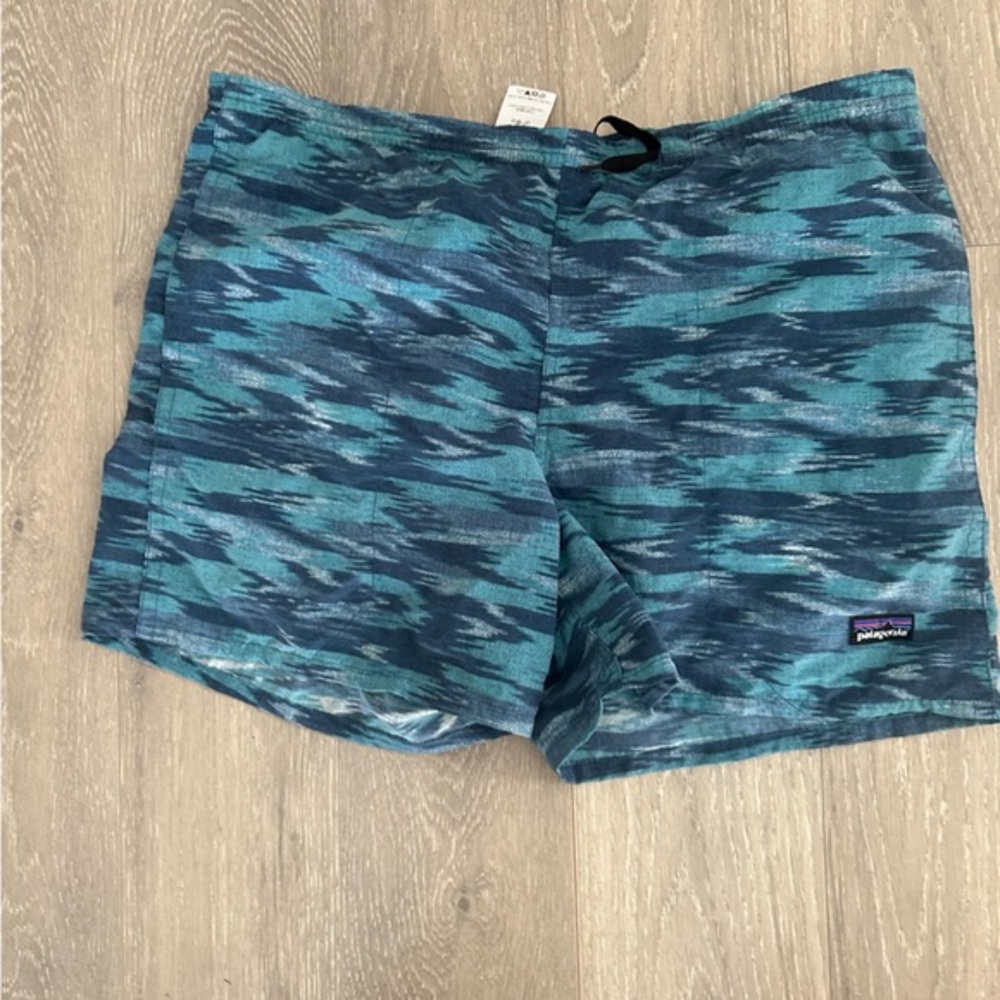 Patagonia Teal and Navy Swim Shorts